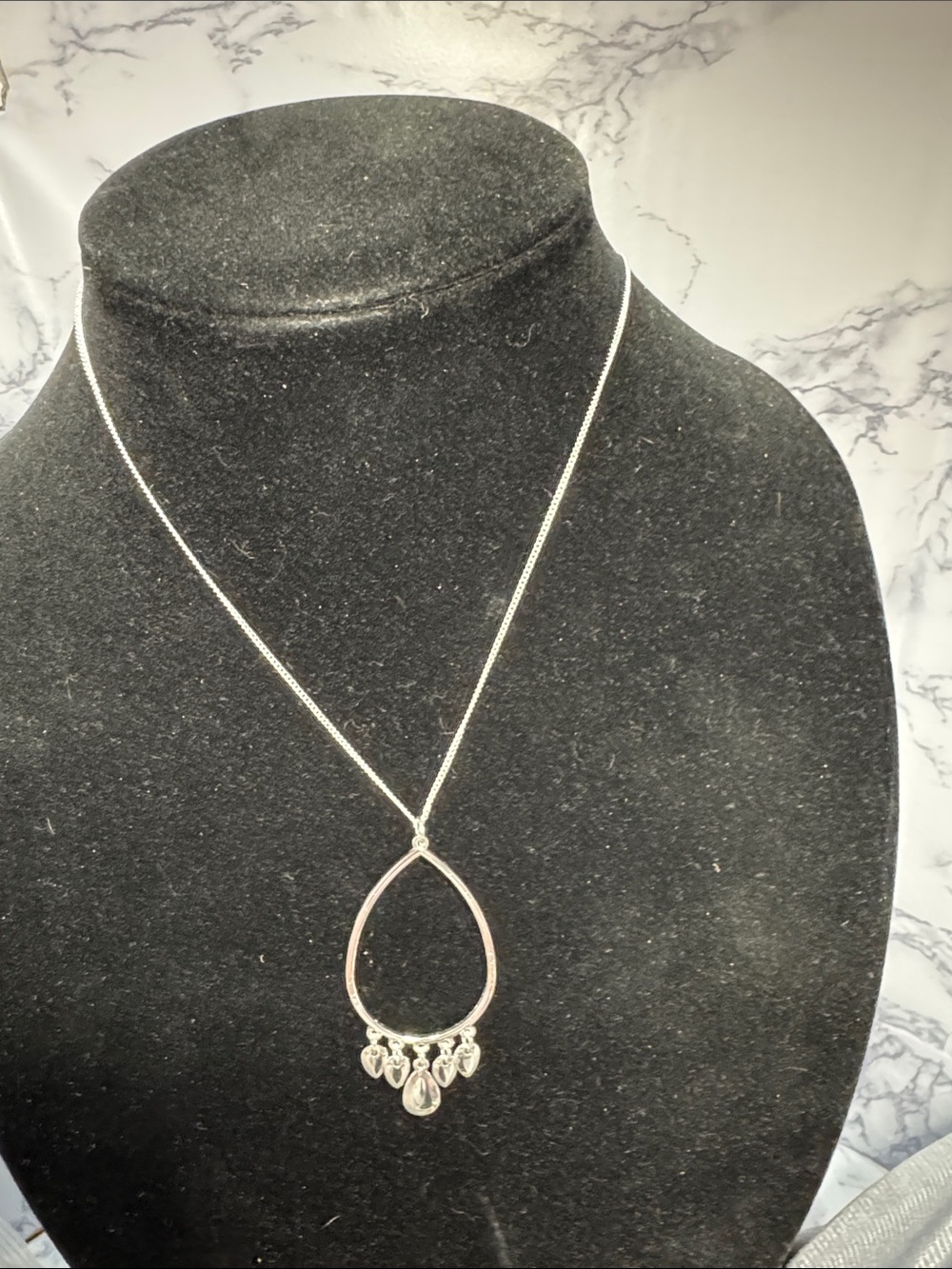 LC Lauren Conrad Silver Teardrop Necklace with Five Dangles